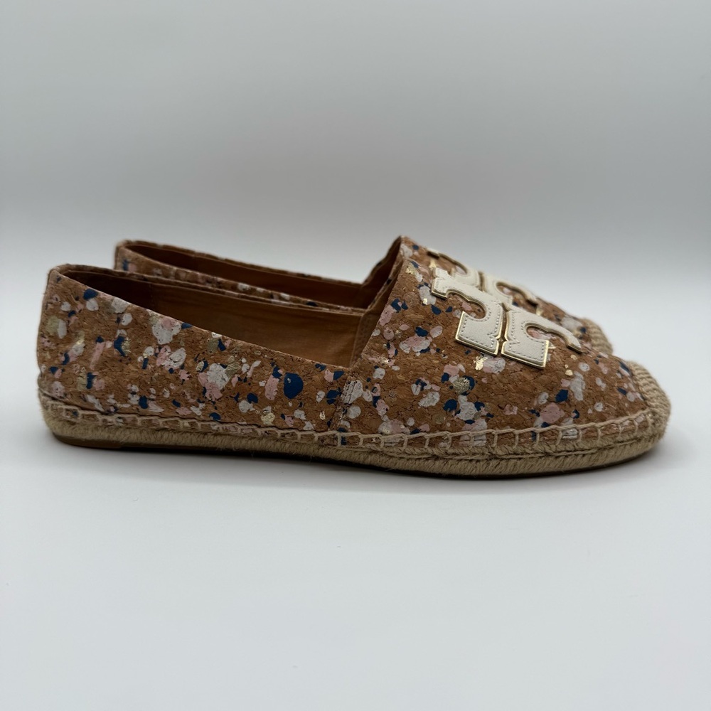 Tory Burch INES ESPADRILLE CONFETTI CORK / CALF LEATHER /METALLIC LEATHER  SZ 9M - Picture 3 of 17